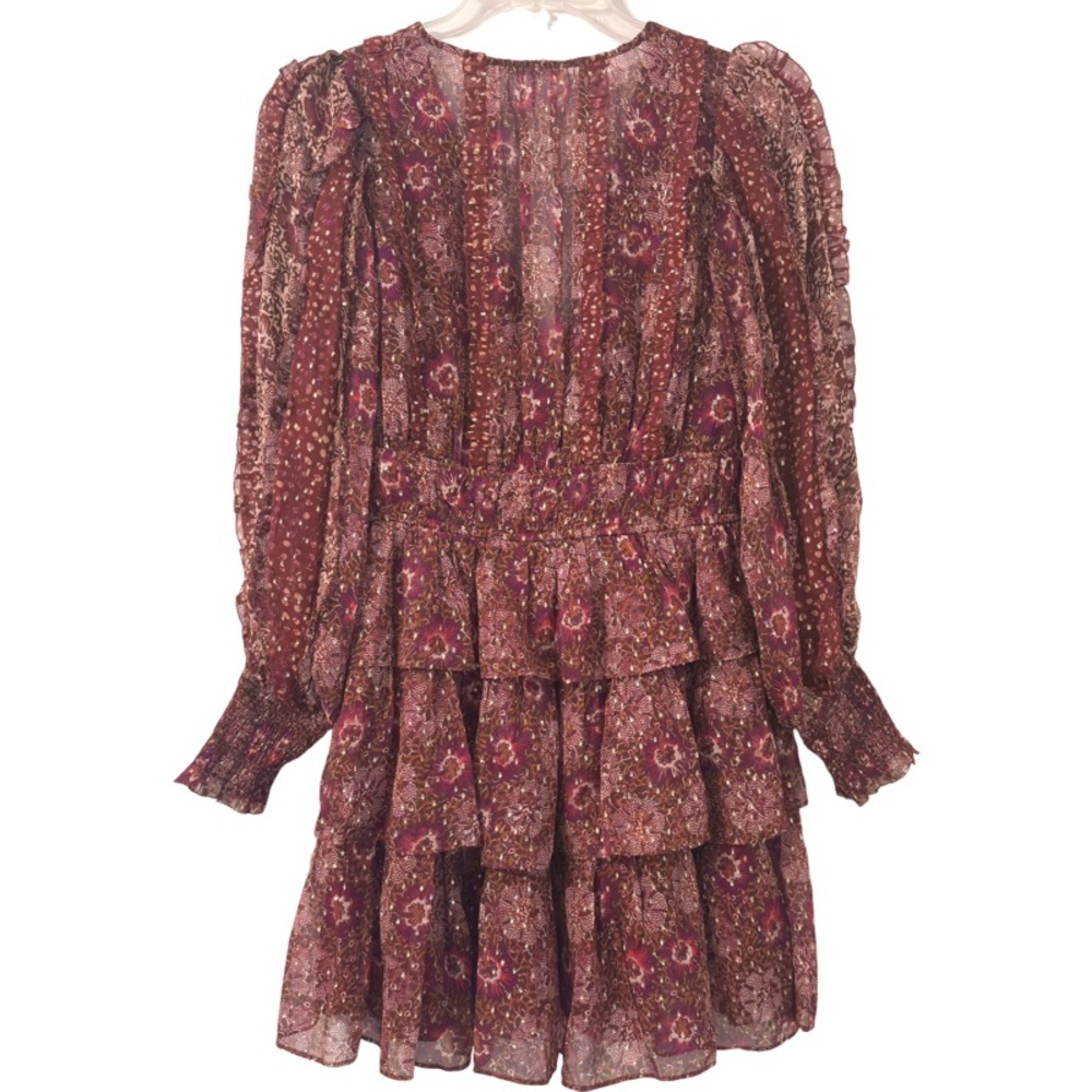 Ulla Johnson Brisa Mini Dress in Claret Patchwork Size 6 - Picture 9 of 15